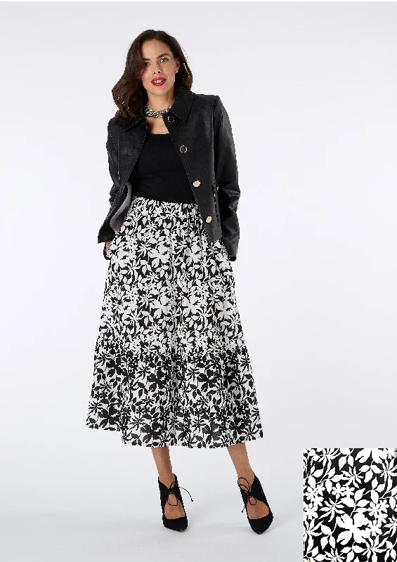 Agnes Monochrome Midi Tiered Skirt