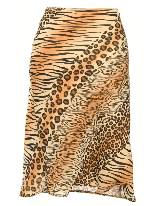 Brwon Animal Print Maxi Skirt - M