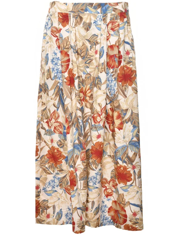 Floral Print Skirt - M