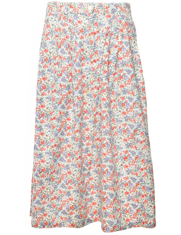 Floral Print Skirt - M