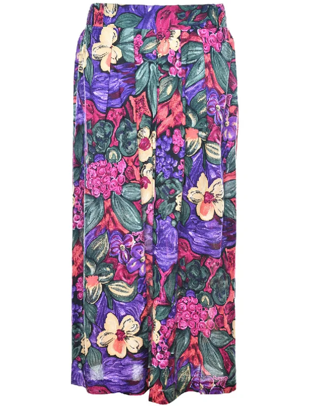 Floral Print Skirt - M