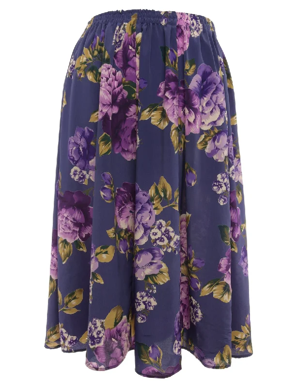 Floral Purple Maxi Skirt - M