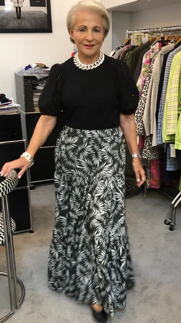 Khaki fern print Maxi Skirt