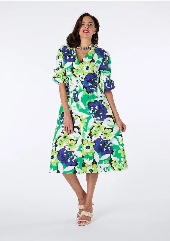 Michelle V-neck Floral Midi Dress