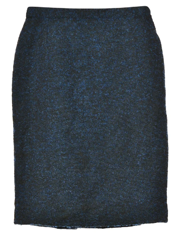 Navy Tailored Midi Skirt - M