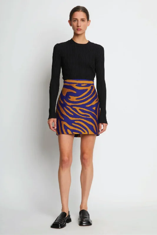 Proenza Schouler Zebra Cotton Jacquard Skirt - Cobalt/Bronze