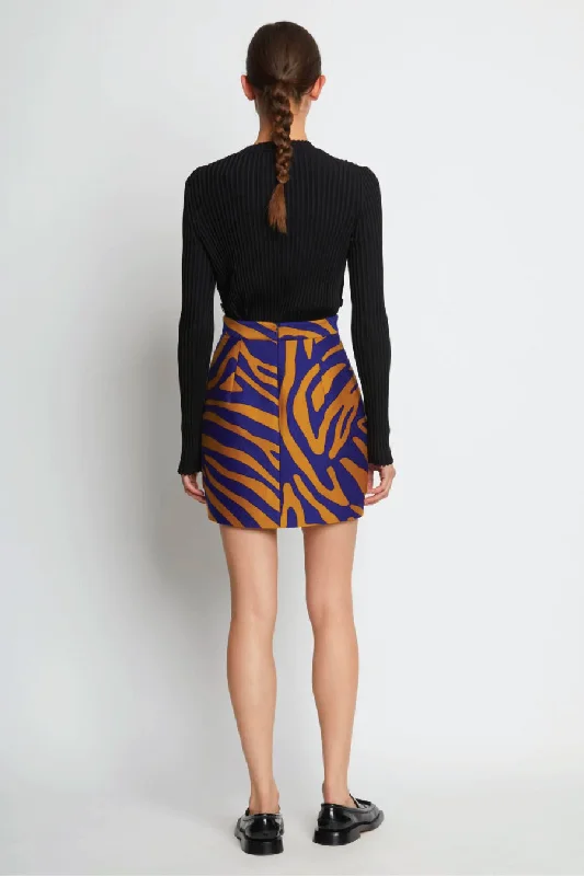 Proenza Schouler Zebra Cotton Jacquard Skirt - Cobalt/Bronze