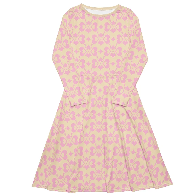 LOVE BUTTERFLY tender pink - Midi dress with long sleeves and handy pockets