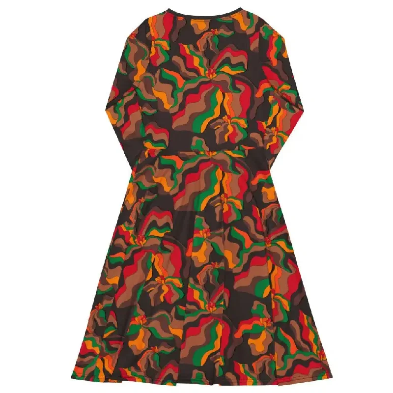 SASSY IRIS retro - Midi dress with long sleeves and handy pockets