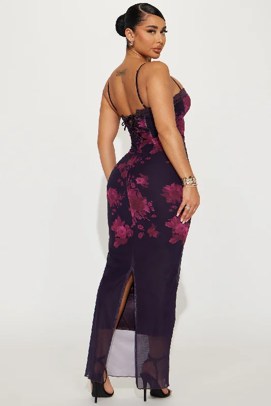 Amelia Mesh Maxi Dress - Purple/combo