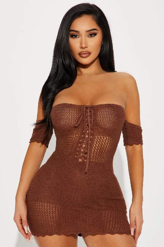 Charlie Crochet Mini Dress - Brown