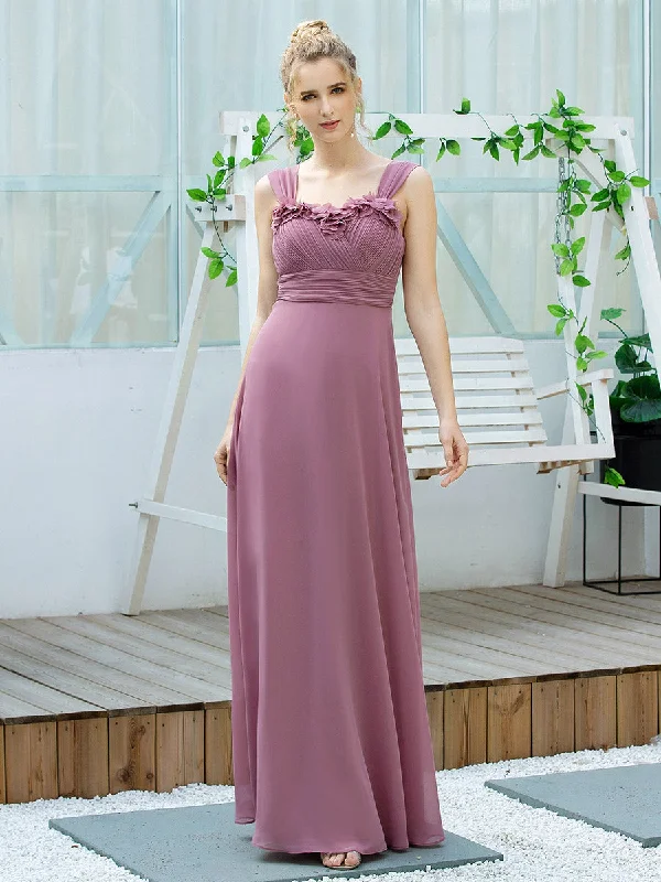 Elegant Floor Length Ruched Chiffon Bridesmaid Dresses