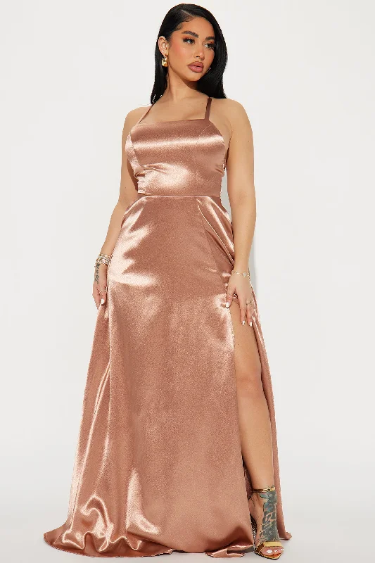 Fancy Taste Satin Maxi Dress - Mocha