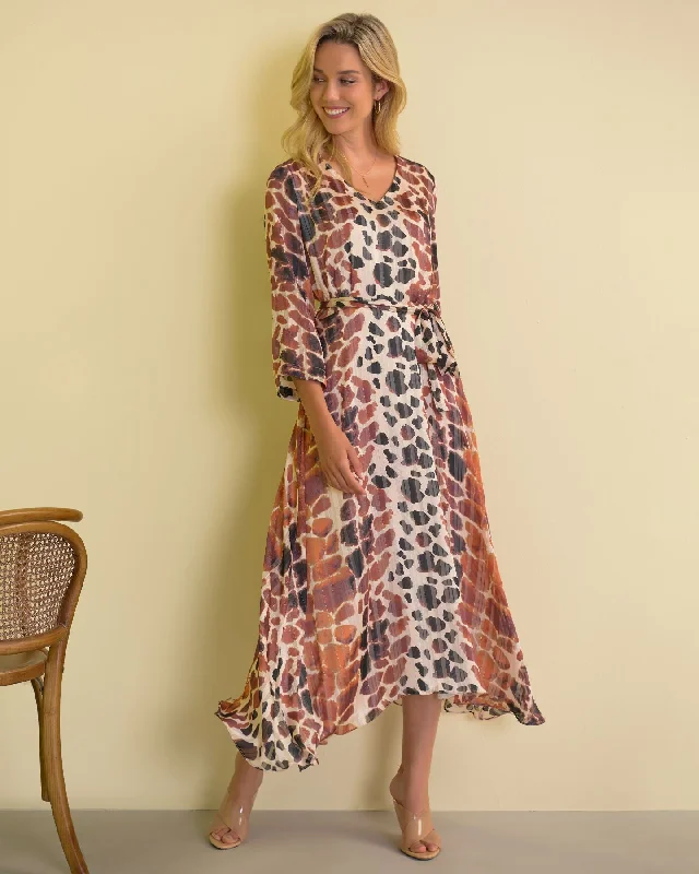 Joseph Ribkoff Giraffe Print, Tie Waist Dress