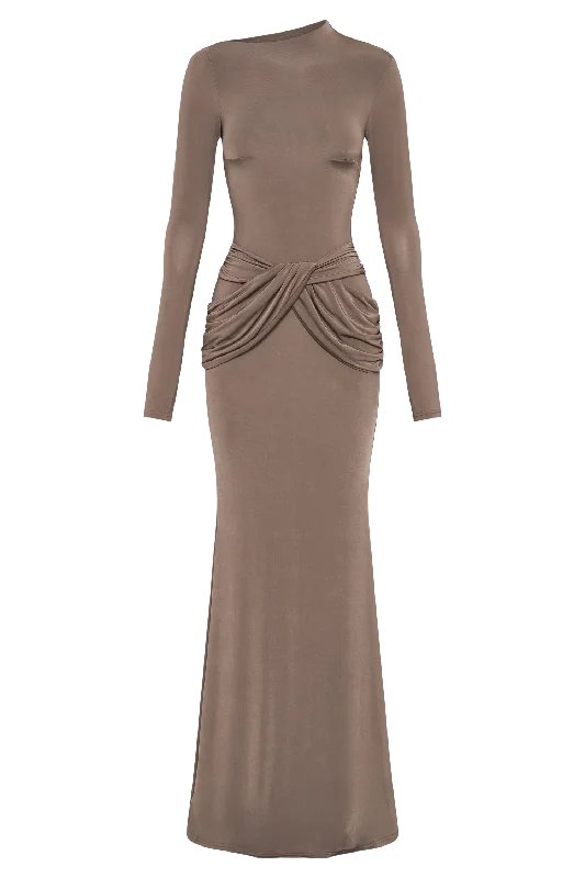 Halcyon Long Sleeve Slinky Maxi Dress - Coco