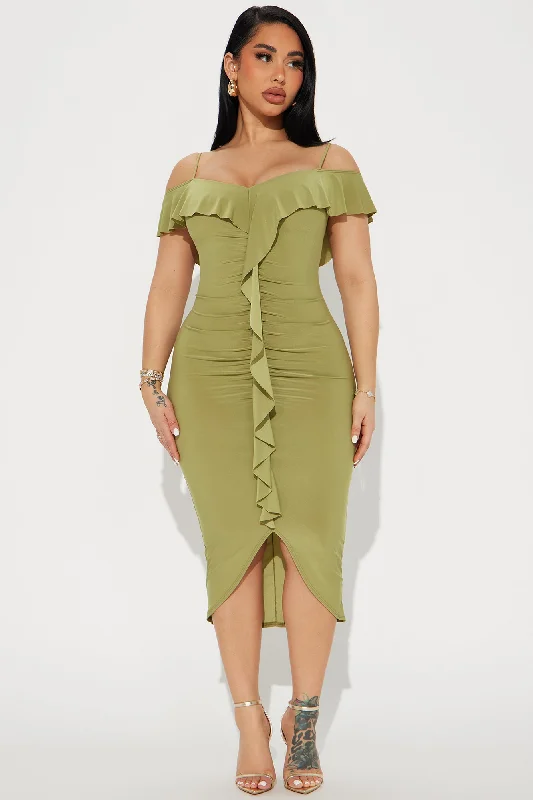 Living It Up Midi Dress - Chartreuse