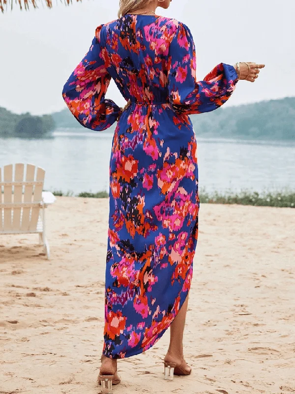 Lantern Sleeve Wrap Dress