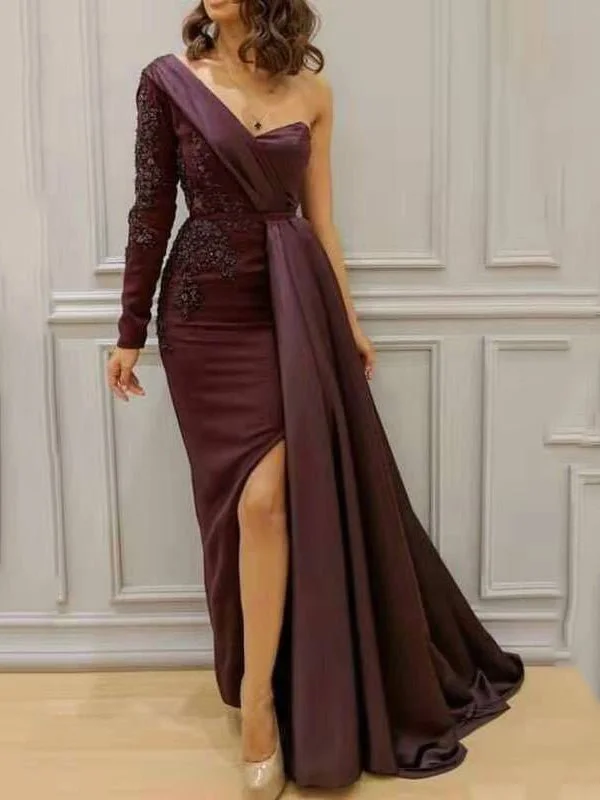 One-Shoulder Irregular Slit Party Dress