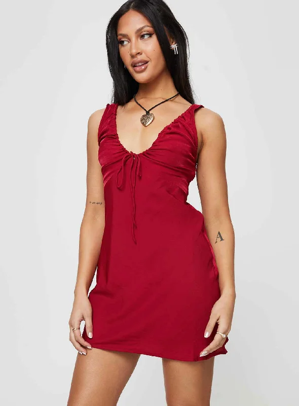 Bareena Mini Dress Burgundy