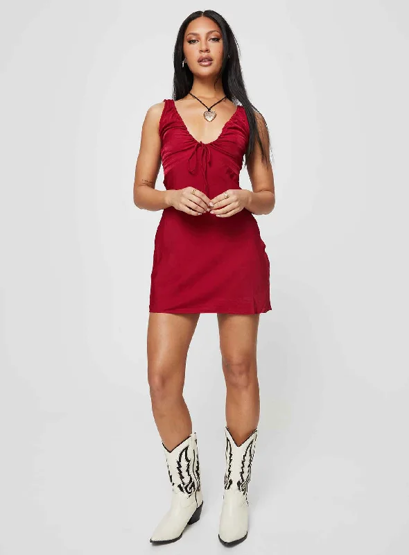 Bareena Mini Dress Burgundy