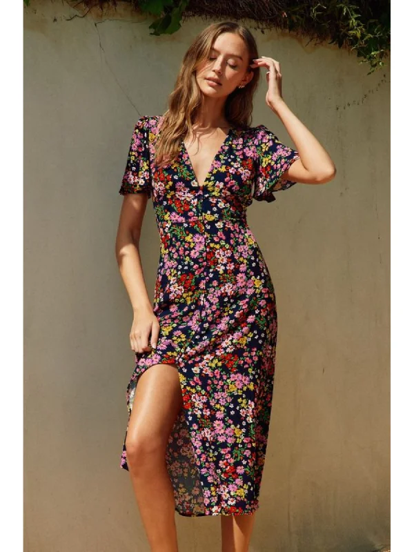 Full Bloom Button Down Midi Dress