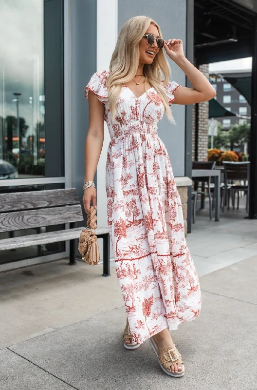 Teagan Toile Print Maxi Dress